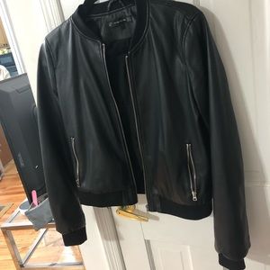 Zara leather bomber jacket